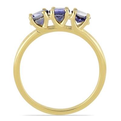BUY STERLING SILVER GOLD PLATED NATURAL IOLITE GEMSTONE RING